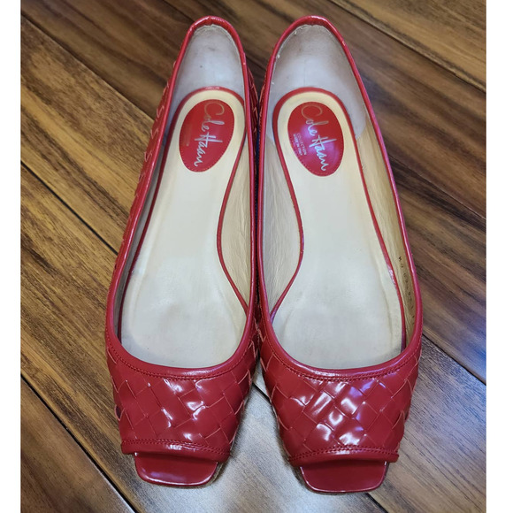 Cole Haan Women's Cherry Red Woven Loafers - Picture 1 of 4